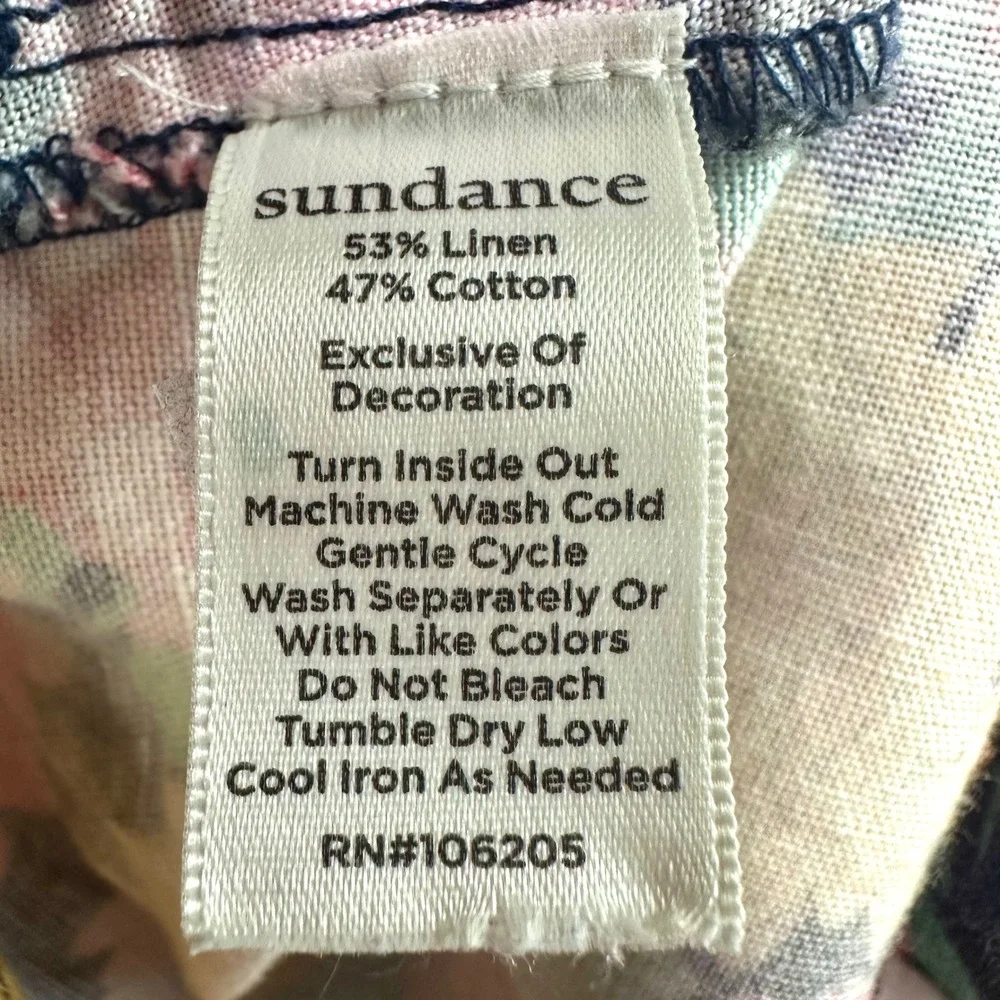 SUNDANCE Floral Kalil Shorts Cuffed Linen Cotton Boho Tassel Women's M Summer - Picture 6 of 6